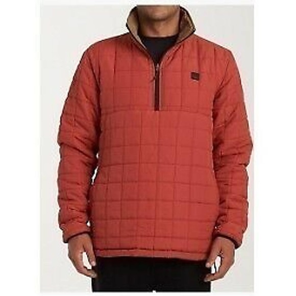 BILLBONG Men's Boundary Reversible Puffer Anorak Jacket In Orange - Size Large
